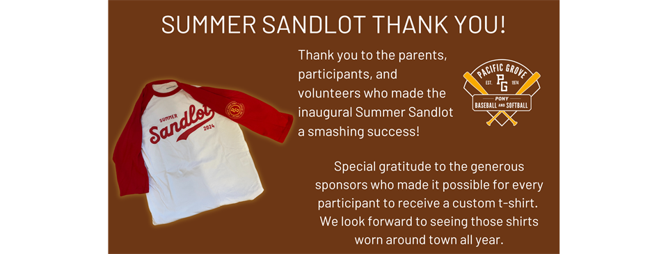 Summer Sandlot Thank You!